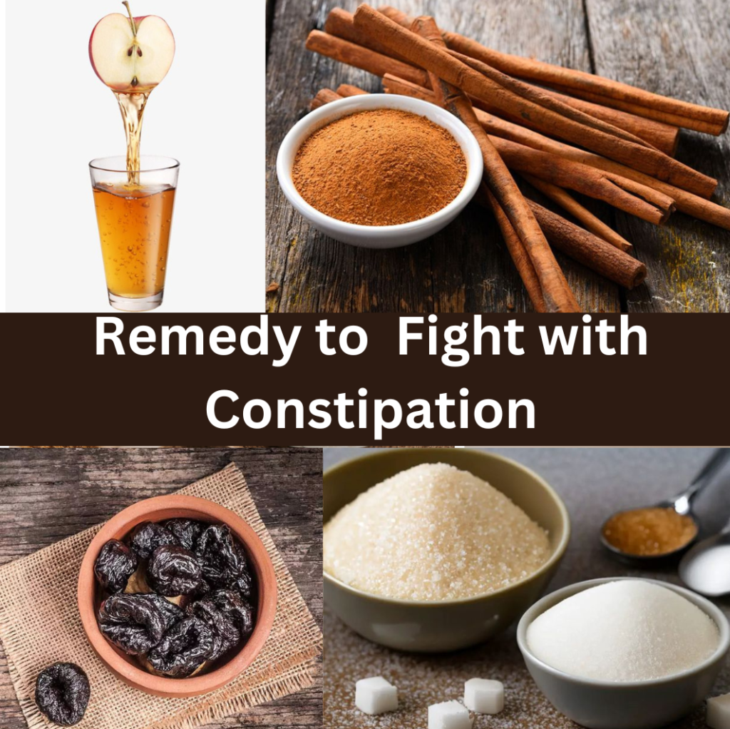 this image show some natural food and medicine to cure constipation.